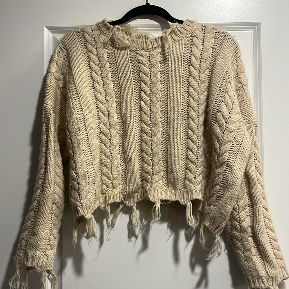 Altard state cream fringe sweater